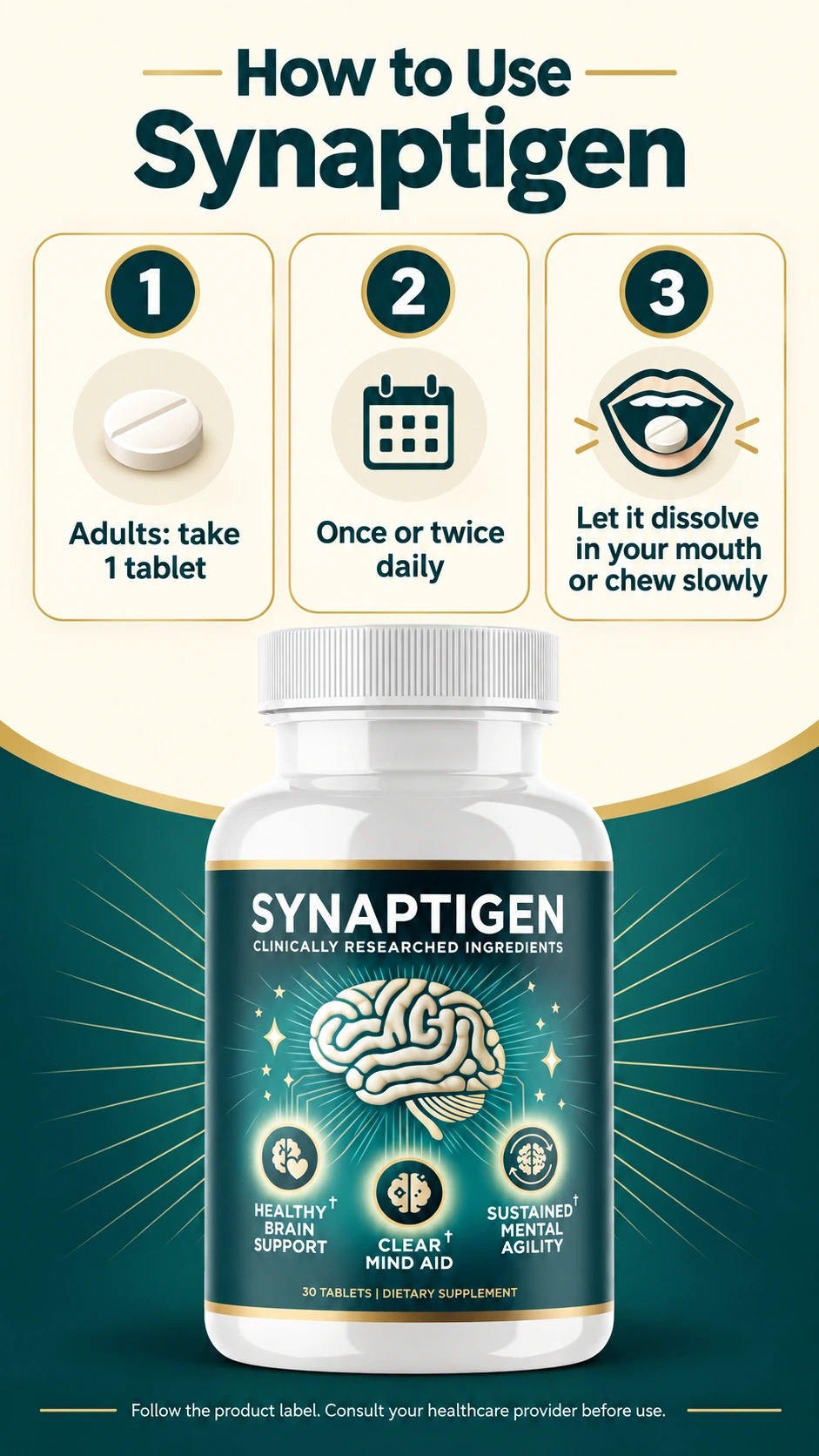 Synaptigen tablet use and storage instructions